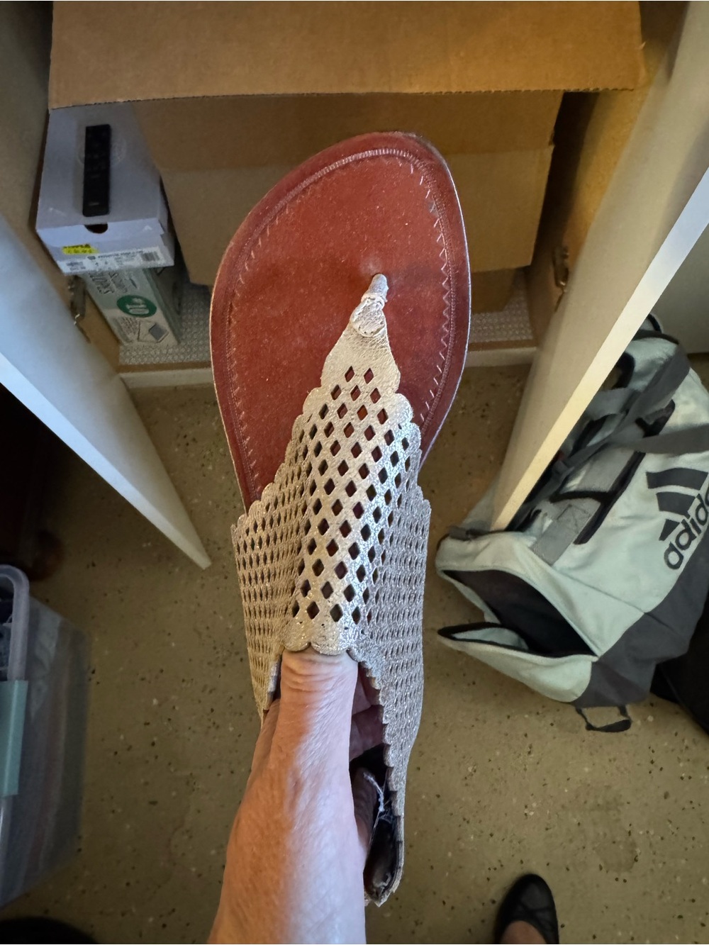 Women’s Beige Crochet Toe-Post Sandal